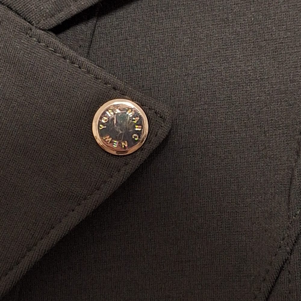 Marc New York Andrew Marc Olive Green Moto Blazer Jacket Women’s Size M Gold Zip - Picture 5 of 7